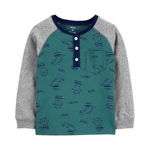 Long Sleeve Henley Dinosaurs and Monsters Shirt
